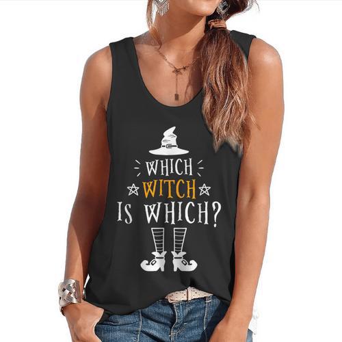 Which Witch Is Which Halloween Grammar Teacher Costume Flowy Tank - teacherstshirts.com