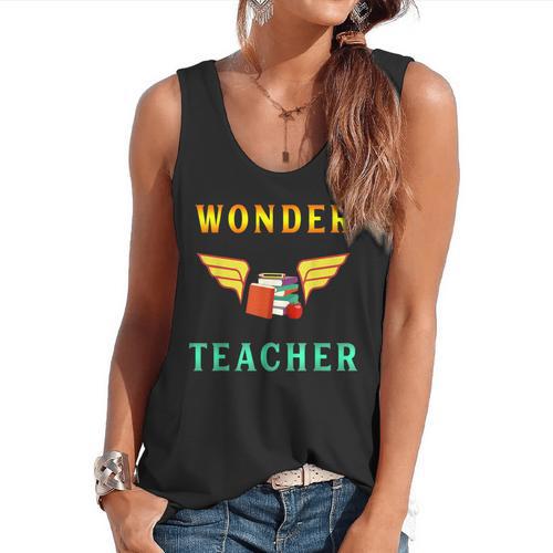 Wonder Teacher Instructor Professor Proud Literature Men Women Girls Kids T-Shirt Flowy Tank - teacherstshirts.com