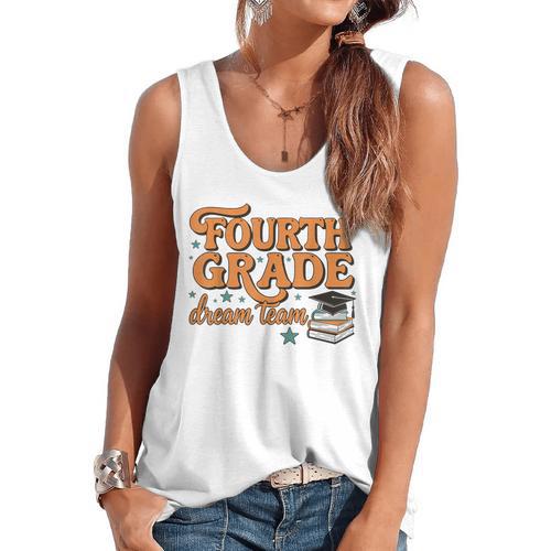 4th Grade Back To School Fourth Grade Dream Team Teacher Flowy Tank - teacherstshirts.com AU