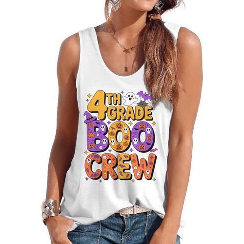 4th Grade Boo Crew Ghost Halloween Teacher Costume Flowy Tank - teacherstshirts.com AU