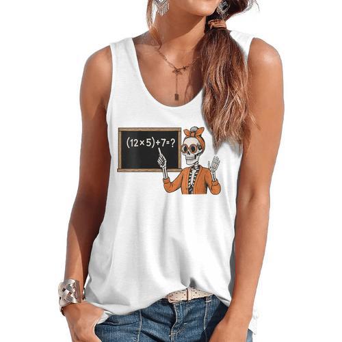 67 Teacher Halloween Skeleton Six Seven Meme Brainrot Math Flowy Tank - teacherstshirts.com