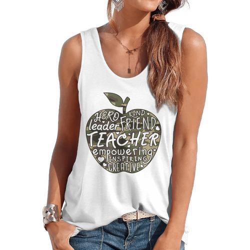 Apple Camoflauge Clothing Camo Student Teacher Cute School Flowy Tank - teacherstshirts.com DE