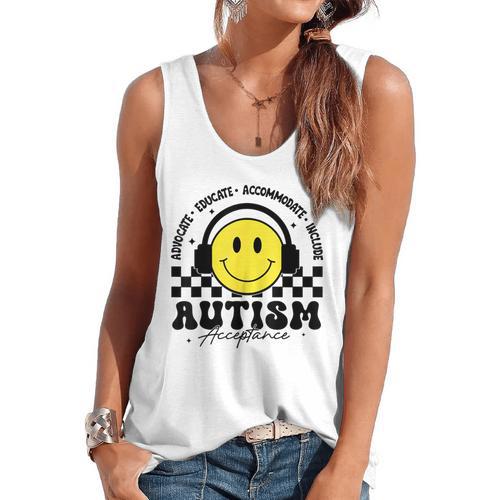 Autism Awareness Acceptance Special Education Teacher Kids Flowy Tank - teacherstshirts.com