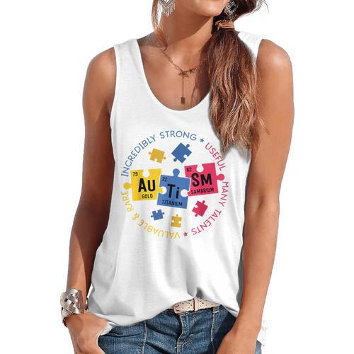 Autism Awareness Shirt Periodic Puzzle Science Teacher Men Women Kids Flowy Tank - teacherstshirts.com DE