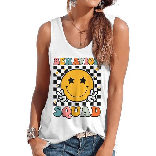 Behavior Squad Specialist Analyst Behavior Teacher Retro Flowy Tank - teacherstshirts.com UK