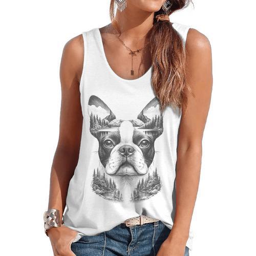 Boston Terrier Dog Bostie Nature Memorial Idea Men Women Flowy Tank - Bostonterriersmerch.com