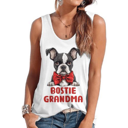 Boston Terrier Grandma Dog Lovers Puppy Bostie Owner Flowy Tank - Bostonterriersmerch.com DE