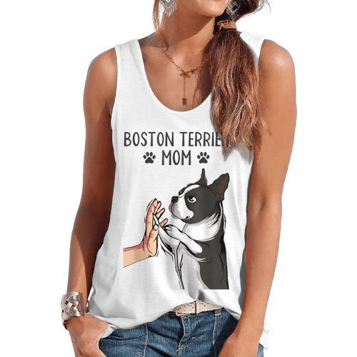 Boston Terrier Mom Dogs Mum Woman Flowy Tank - Bostonterriersmerch.com