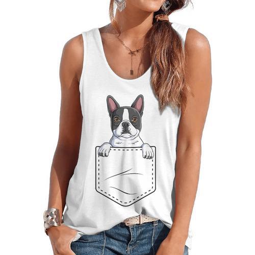 Boston Terrier In The Pocket Cute Boston Terrier Dog Lovers Men Women Girls Kids Flowy Tank - Bostonterriersmerch.com