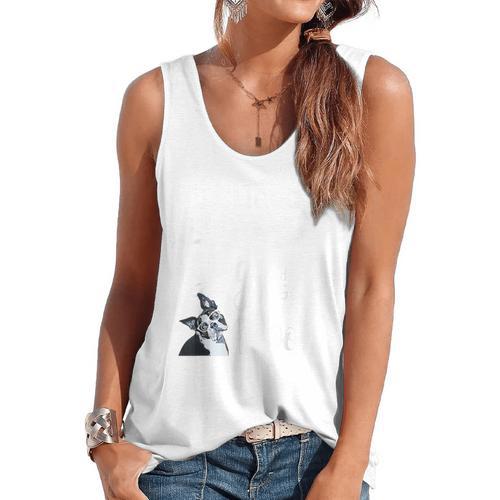 Boston Terrier Reading Books Love My Dog Men Women Kids T-Shirt Flowy Tank - Bostonterriersmerch.com