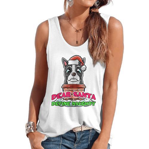 Boston Terrier Santa Claus Christmas Dog Flowy Tank - Bostonterriersmerch.com