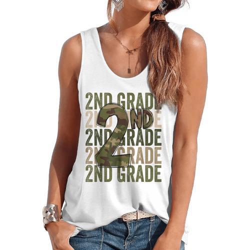 Camo Team 2nd Grade Squad Back To School Teacher Kids Boys Flowy Tank - teacherstshirts.com