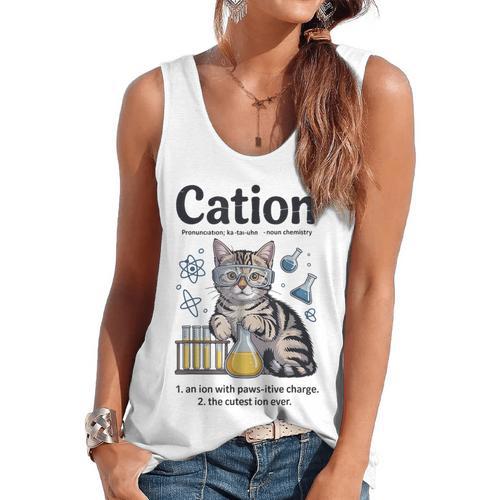 Cation Shirt Cat Science Chemistry Teacher Chemist Pun Flowy Tank - teacherstshirts.com AU