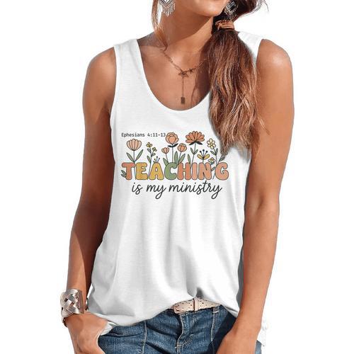 Christian Teacher Teaching Is My Ministry Faith Bible Verse Flowy Tank - teacherstshirts.com AU