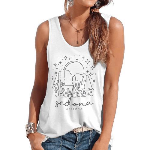Cool Vintage Cactus Sedona Arizona Camping Souvenir Flowy Tank - Bostonterriersmerch.com CA