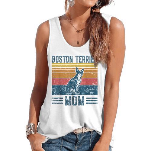 Dog Boston Terrier Mom Vintage Boston Terrier Mom Flowy Tank - Bostonterriersmerch.com