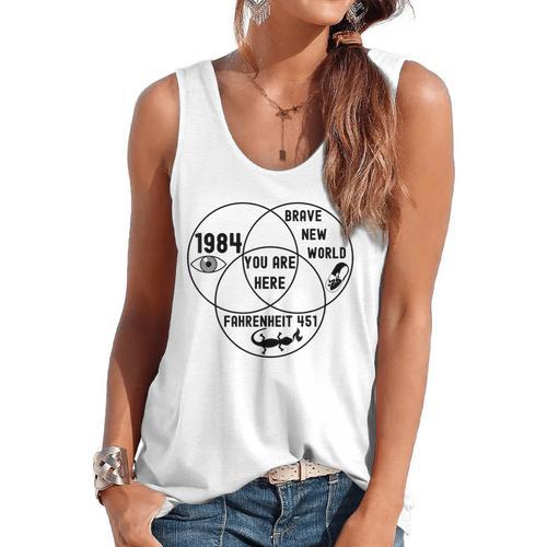 You Are Here Dystopian Venn Diagram English Teacher Bk Flowy Tank - teacherstshirts.com CA