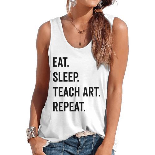 Eat Sleep Teach Art Repeat Teaching Art Teacher Flowy Tank - teacherstshirts.com AU