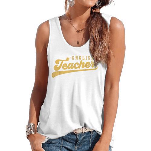English Teacher Men Women Vintage Graphic English Teacher Flowy Tank - teacherstshirts.com AU