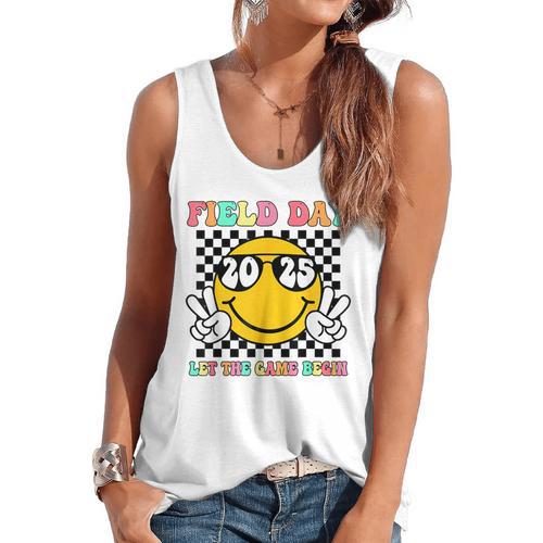 Field Day 2025 Let The Games Begin Yellow Team Teachers Kids Flowy Tank - teacherstshirts.com DE