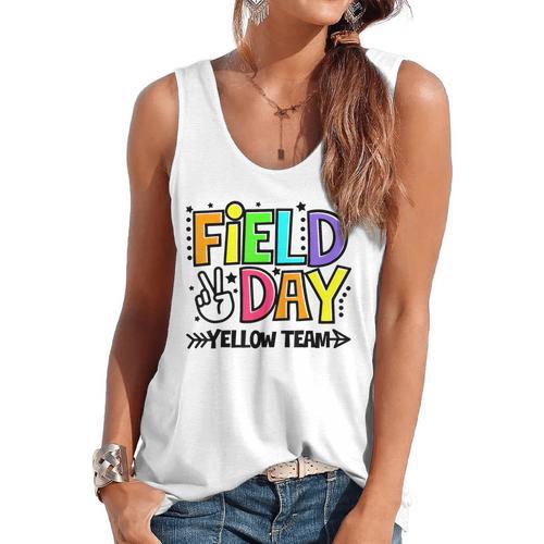Field Day Yellow Team For Teacher Kids Field Day Games Flowy Tank - teacherstshirts.com AU