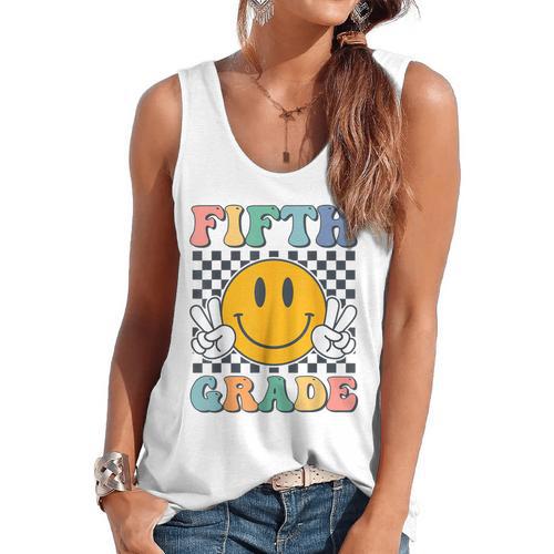 Fifth Grade Team Teachers Boys Girls Retro Smile 5th Grade Flowy Tank - teacherstshirts.com AU