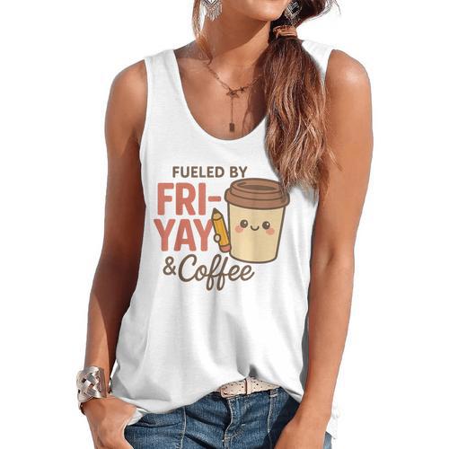 Friyay Teacher Coffee Friday School Cute Fri Yay Flowy Tank - teacherstshirts.com