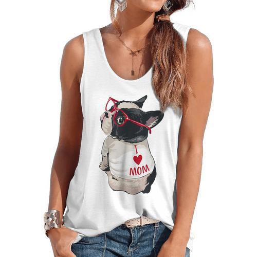 Girls I Heart Mom Love Mama Boston Terrier Dog Lover Flowy Tank - Bostonterriersmerch.com