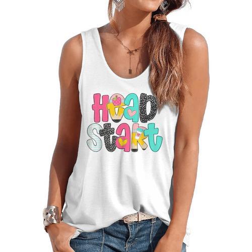 Head Start Team Homeschool Teacher Headstart Back To School Flowy Tank - teacherstshirts.com UK