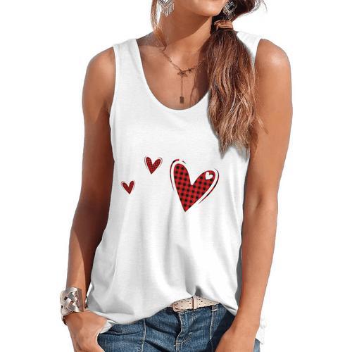 Kindergarten Has My Heart Buffalo Print Teacher Valentine Flowy Tank - teacherstshirts.com CA