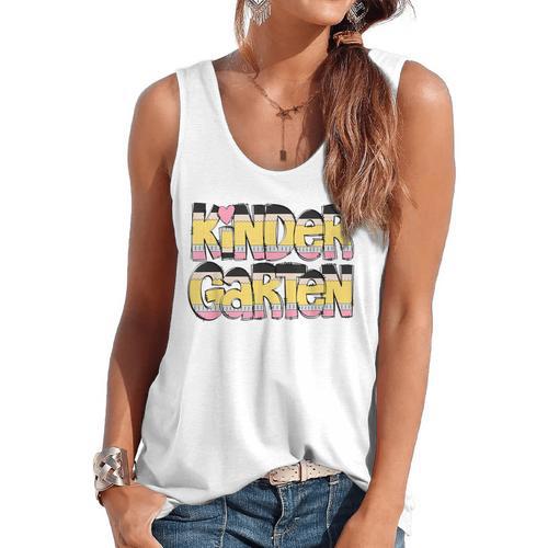 Kindergarten Pencil First Day Of School Teacher Toddler Kids Flowy Tank - teacherstshirts.com