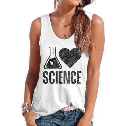 I Love Science Lover Teacher Scientist Sciences Flowy Tank - teacherstshirts.com