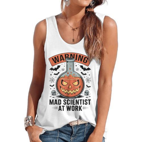 Mad Scientist Pumpkin Science Teacher Halloween Costume Kids Flowy Tank - teacherstshirts.com UK