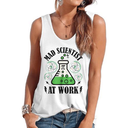 Mad Scientist Science Teacher Halloween Costume Teen Girls Flowy Tank - teacherstshirts.com