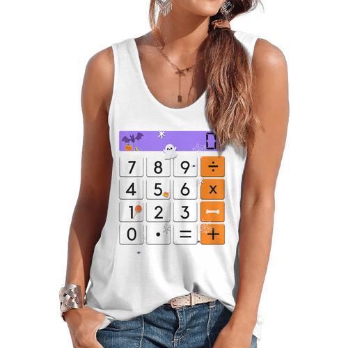 Math Teacher Halloween Costume Calculator Math Pun Flowy Tank - teacherstshirts.com