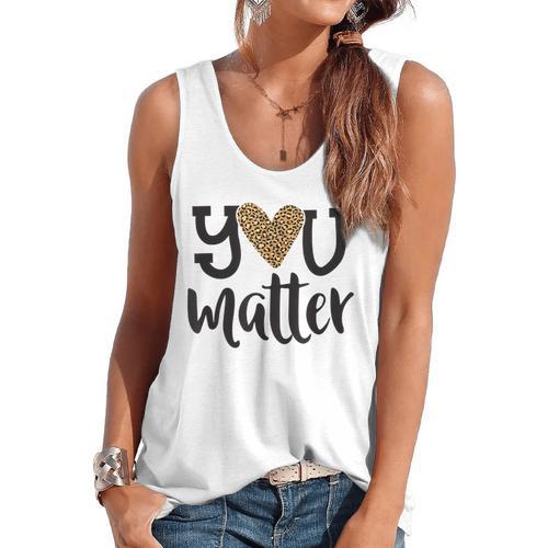 You Matter Leopard Print Teacher Kind Counselor Kindness Flowy Tank - teacherstshirts.com UK