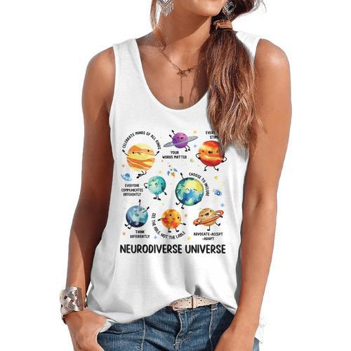 Neurodiverse Universe Space Planet Special Education Teacher Flowy Tank - teacherstshirts.com CA