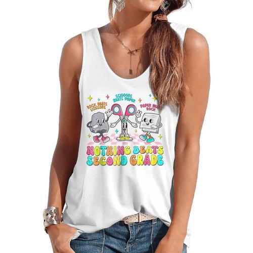 Nothing Beats 2nd Second Grade Back To School Teacher Kids Flowy Tank - teacherstshirts.com