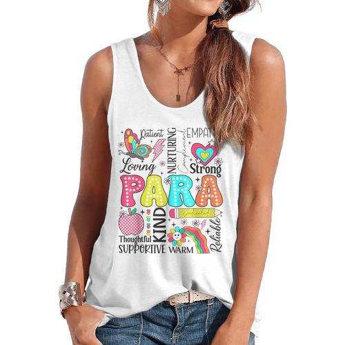 Para Paraprofessional Paraeducator Teacher Back To School Flowy Tank - teacherstshirts.com UK