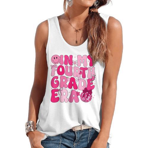 Pink Fourth Grade Era 4th Back To School Grade Teacher Flowy Tank - teacherstshirts.com AU