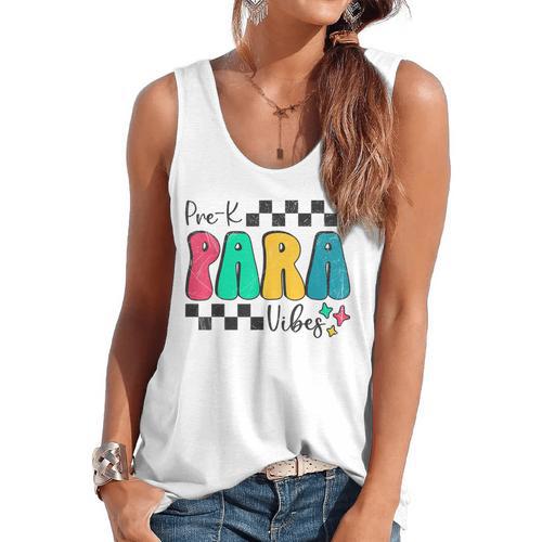 Pre-K Paraprofessional Teacher Back To School Vibes Flowy Tank - teacherstshirts.com AU