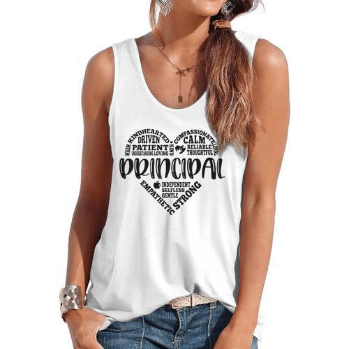 Principal Heart Life School Principal Teacher Appreciation Flowy Tank - teacherstshirts.com UK