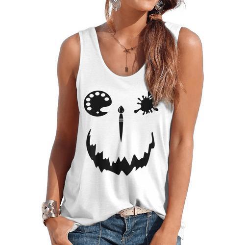 Pumpkin Artist Halloween Art Teacher Flowy Tank - teacherstshirts.com