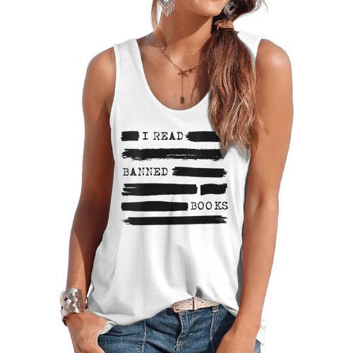 I Read Banned Books Banned Books Week Librarian Teacher Flowy Tank - teacherstshirts.com CA