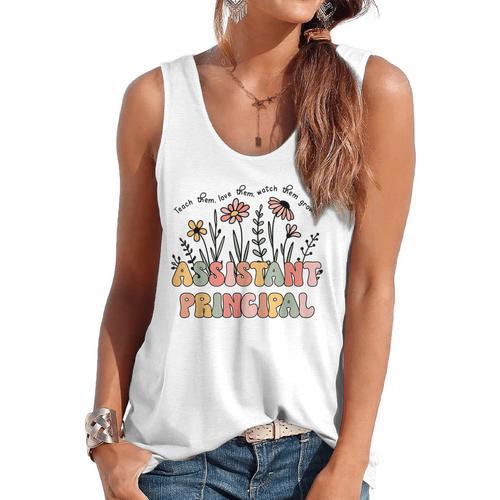 Retro Floral Assistant Principal Shirt For Teachers Day Flowy Tank - teacherstshirts.com UK
