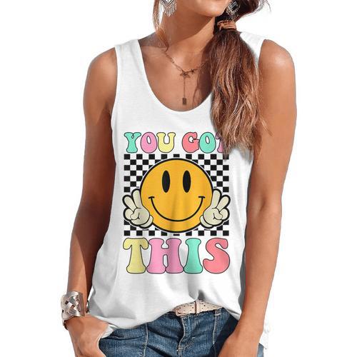 You Got This Retro Smile Motivational Testing Day Teacher Flowy Tank - teacherstshirts.com DE