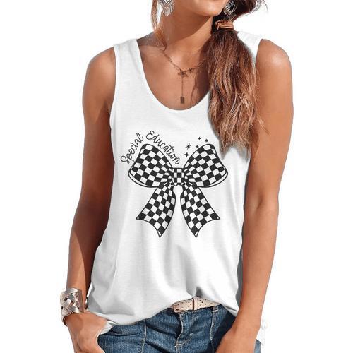 Retro Special Education Squad Coquette Bow SPED Teacher Flowy Tank - teacherstshirts.com AU