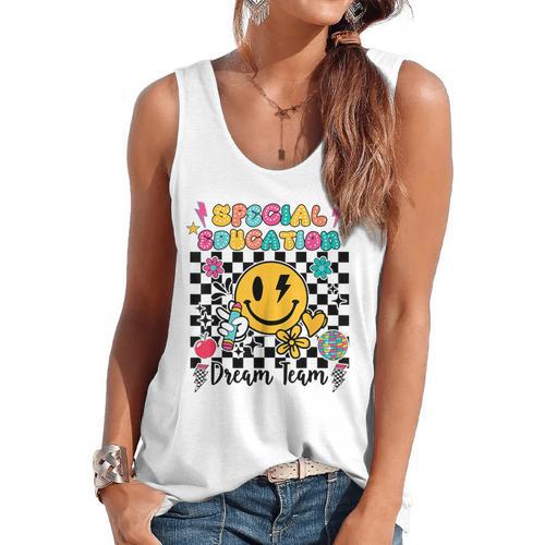 Retro Special Education Squad Groovy Dream Team Teacher Flowy Tank - teacherstshirts.com UK