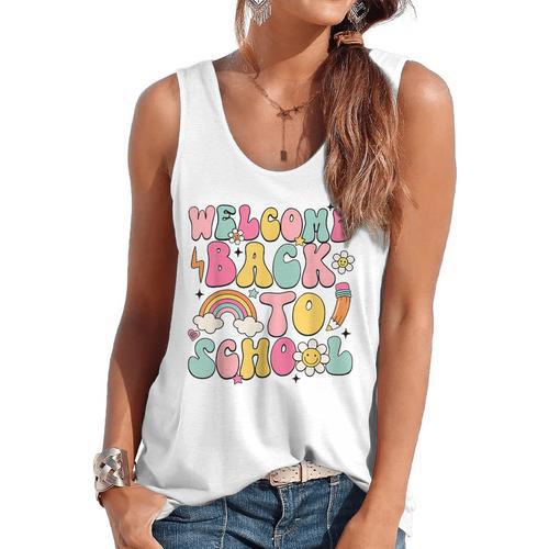 Retro Welcome Back To School Teacher Appreciation Boys Girls Flowy Tank - teacherstshirts.com DE