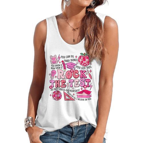 Rock The Test Testing Day Don't Stress Do Your Best Teacher For Men Women Girls Kids Flowy Tank - teacherstshirts.com